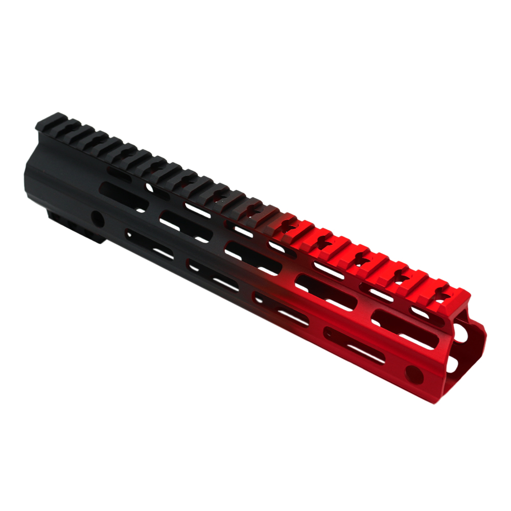 CERAKOTE GRADIENT| AR-15 ANGLE CUT CLAMP ON M-LOK 10 INCH HANDGUARD- BLACK BASE- GRADIENT- RED -MADE IN U.S.A